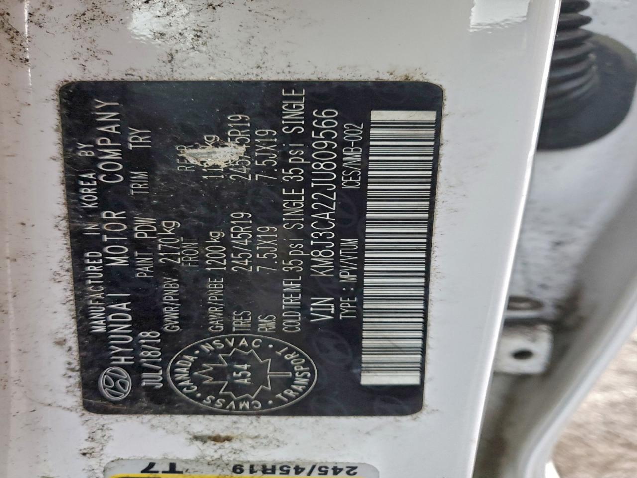 2018 Hyundai Tucson Value VIN: KM8J3CA22JU809566 Lot: 93391175