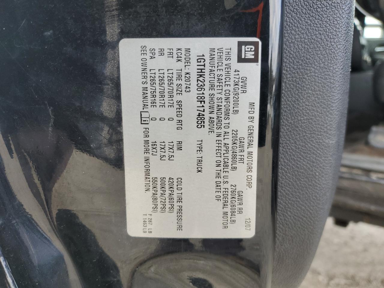 2008 GMC Sierra K2500 Heavy Duty VIN: 1GTHK23618F174855 Lot: 92162675