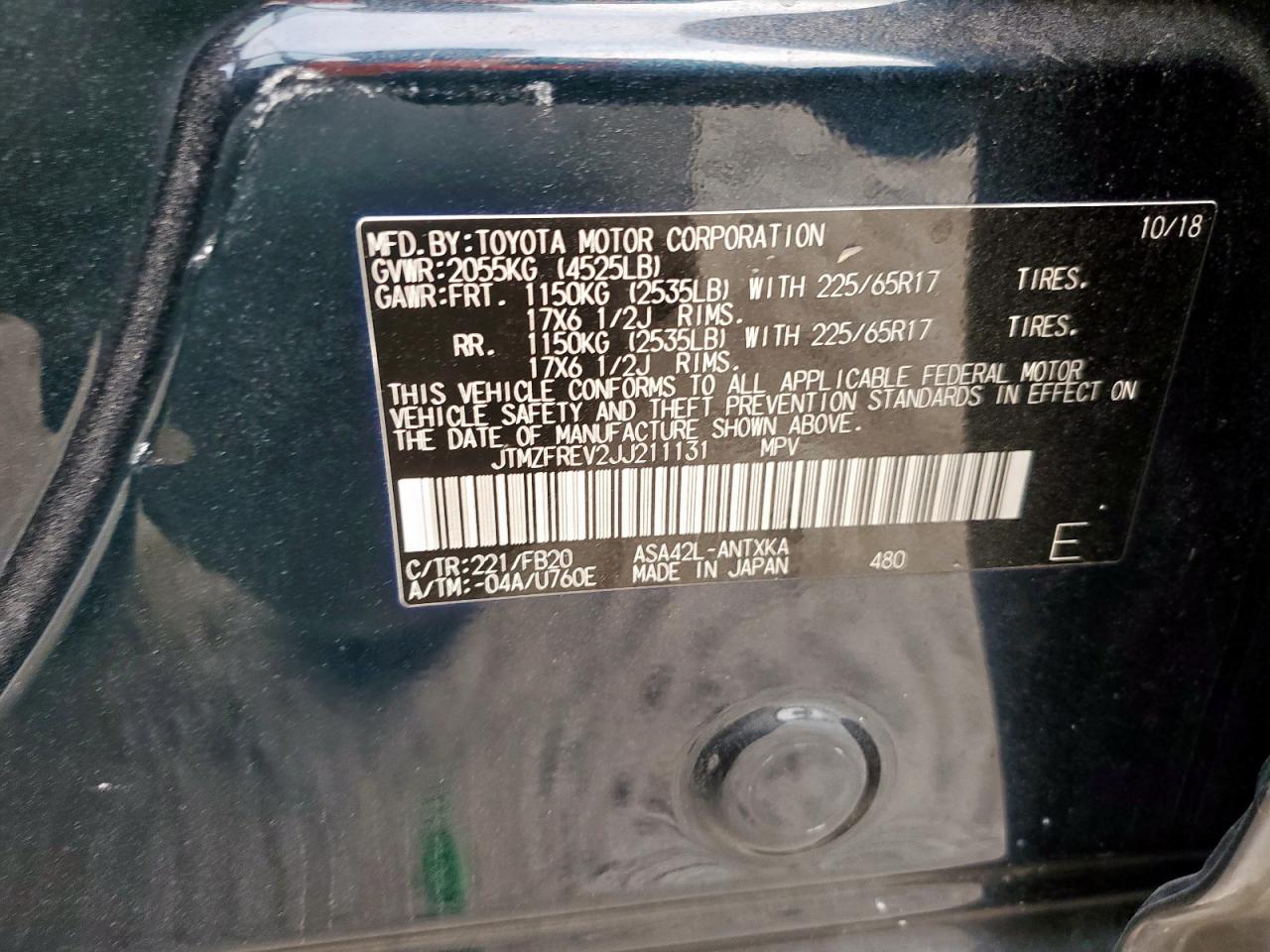 2018 Toyota Rav4 Le VIN: JTMZFREV2JJ211131 Lot: 93195585