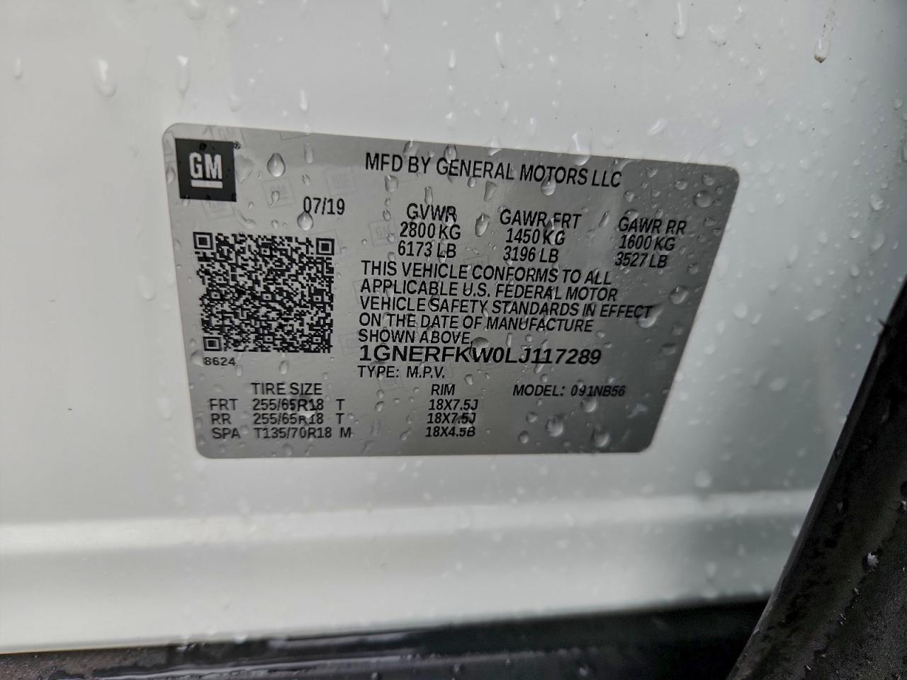 2020 Chevrolet Traverse Ls VIN: 1GNERFKW0LJ117289 Lot: 93967505