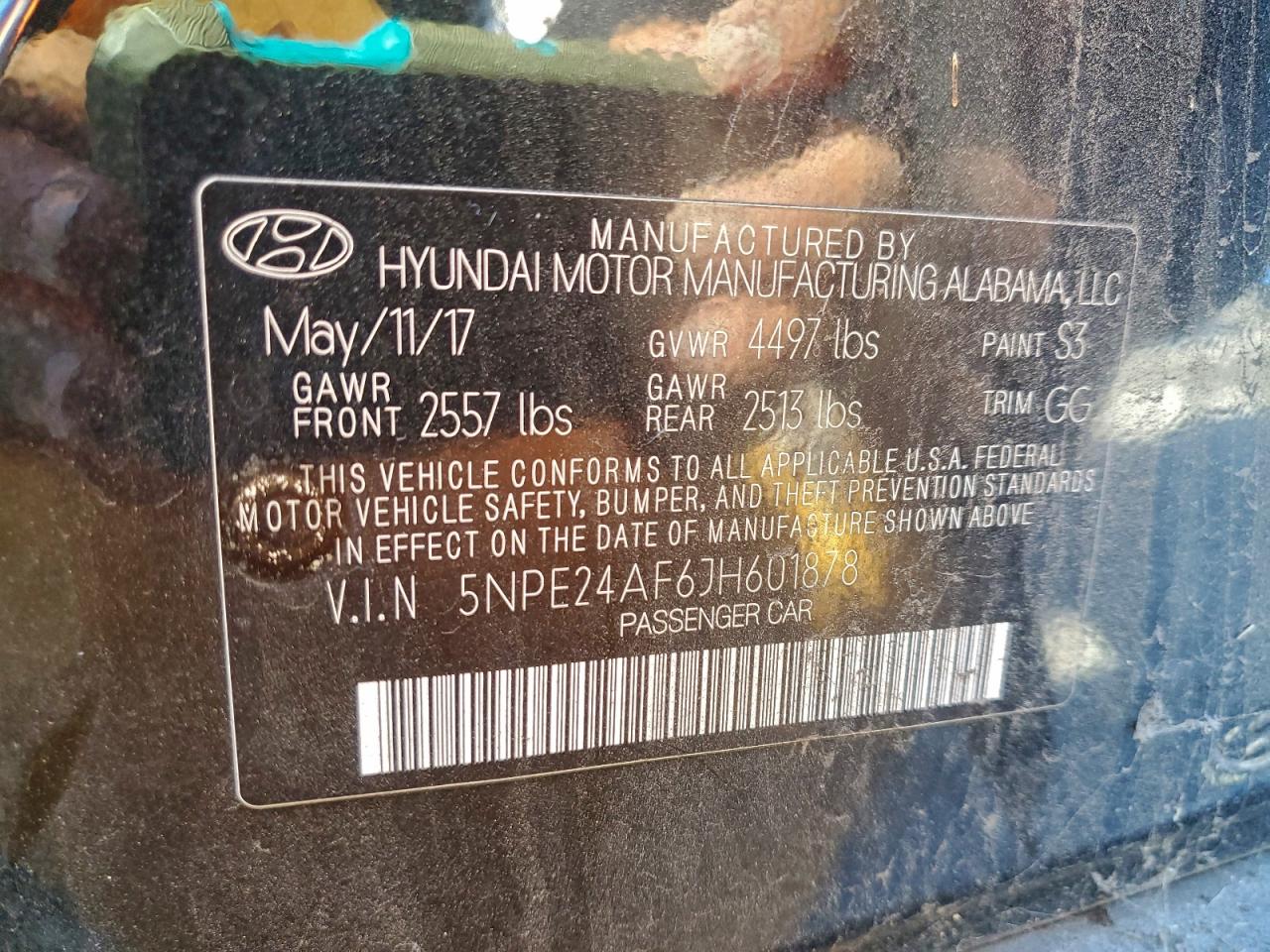 2018 Hyundai Sonata Se VIN: 5NPE24AF6JH601878 Lot: 93995265