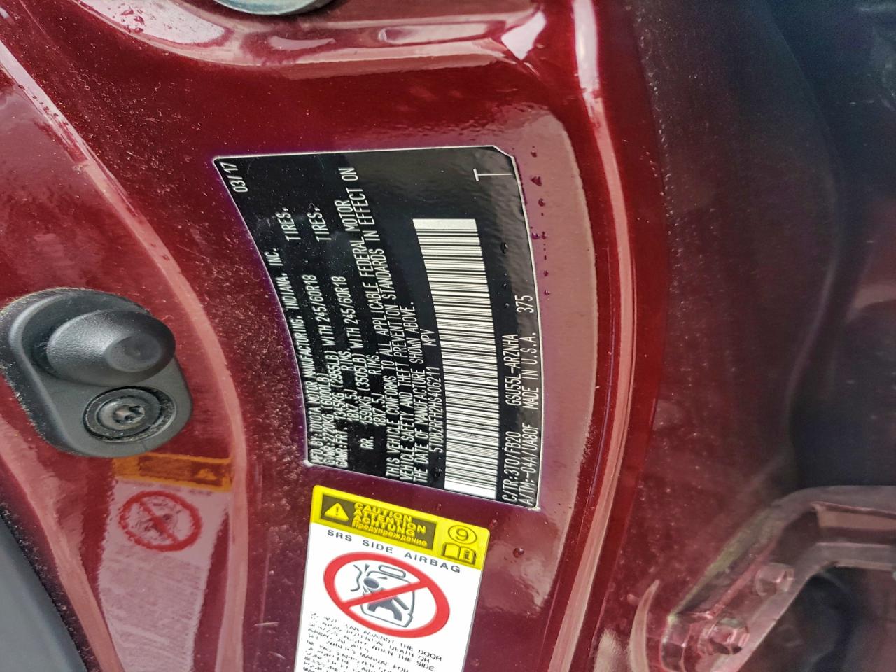 2017 Toyota Highlander Le VIN: 5TDBZRFH2HS406211 Lot: 93840785