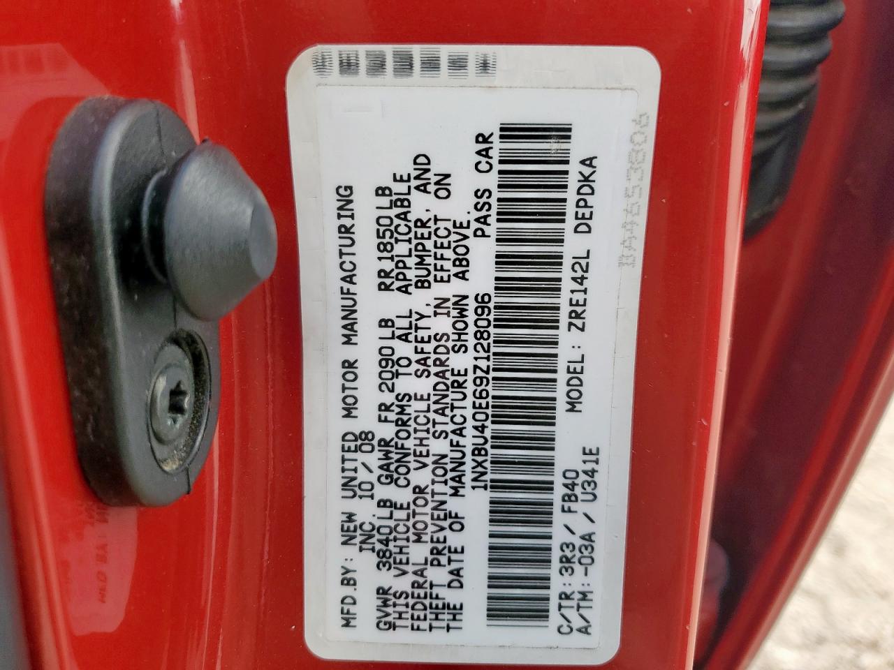 2009 Toyota Corolla Base VIN: 1NXBU40E69Z128096 Lot: 93110115