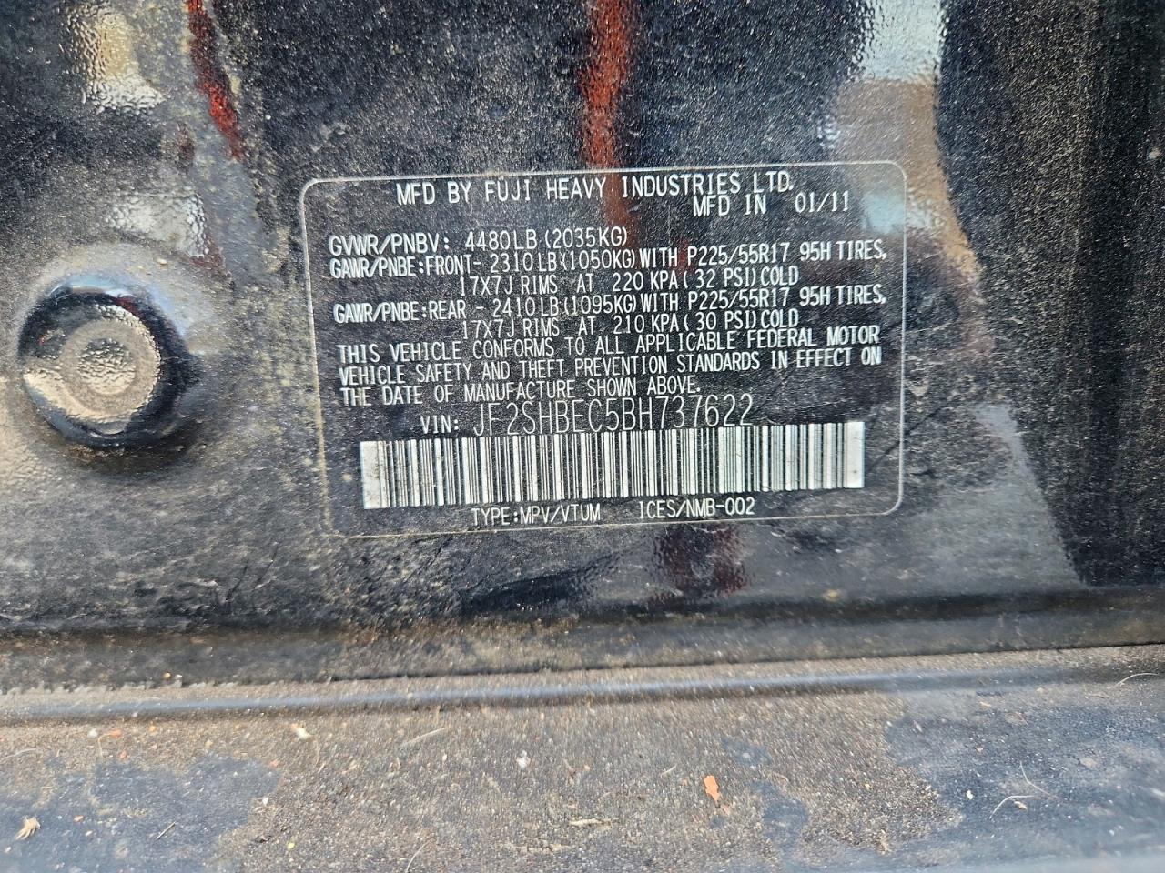 2011 Subaru Forester Limited VIN: JF2SHBEC5BH737622 Lot: 94057495