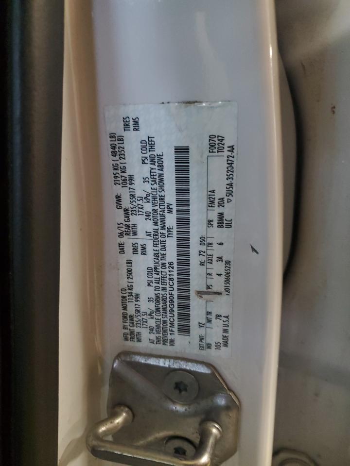 2015 Ford Escape Se VIN: 1FMCU9G90FUC81126 Lot: 92867525