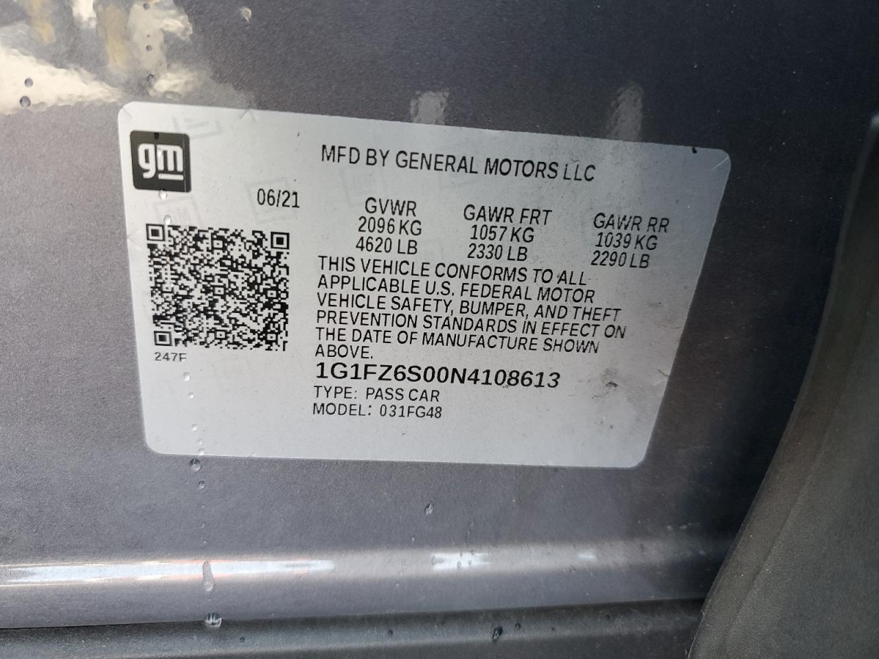 2022 Chevrolet Bolt Euv Premier VIN: 1G1FZ6S00N4108613 Lot: 91927965