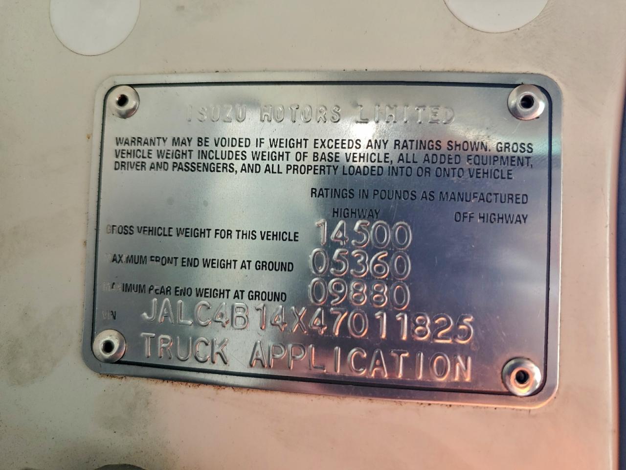 2004 Isuzu Npr VIN: JALC4B14X47011825 Lot: 93891245