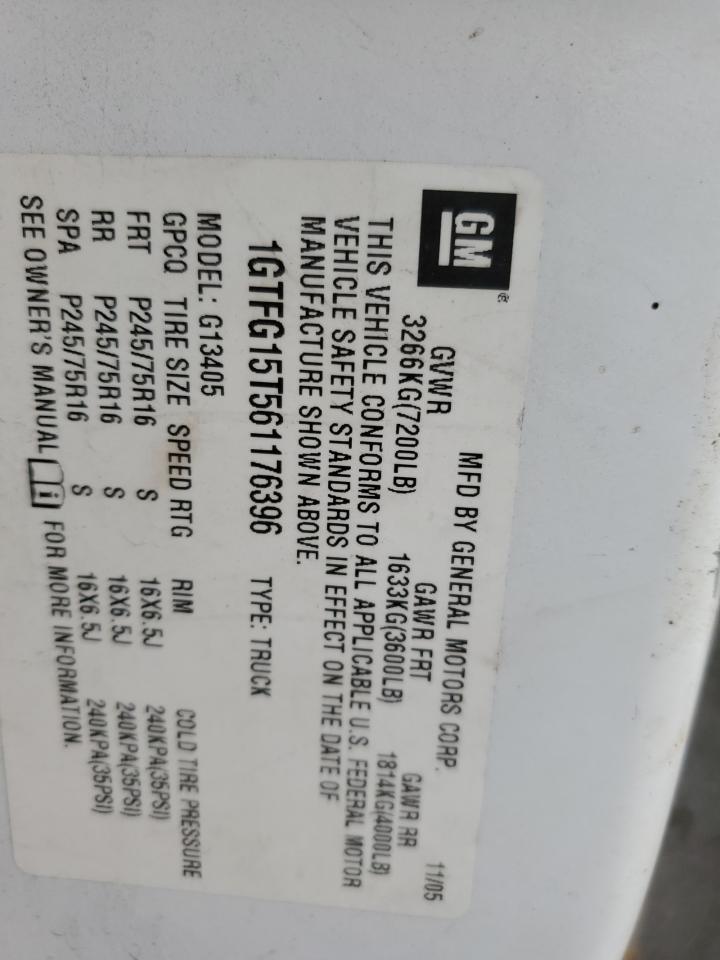 2006 GMC Savana G1500 VIN: 1GTFG15T561176396 Lot: 93899175