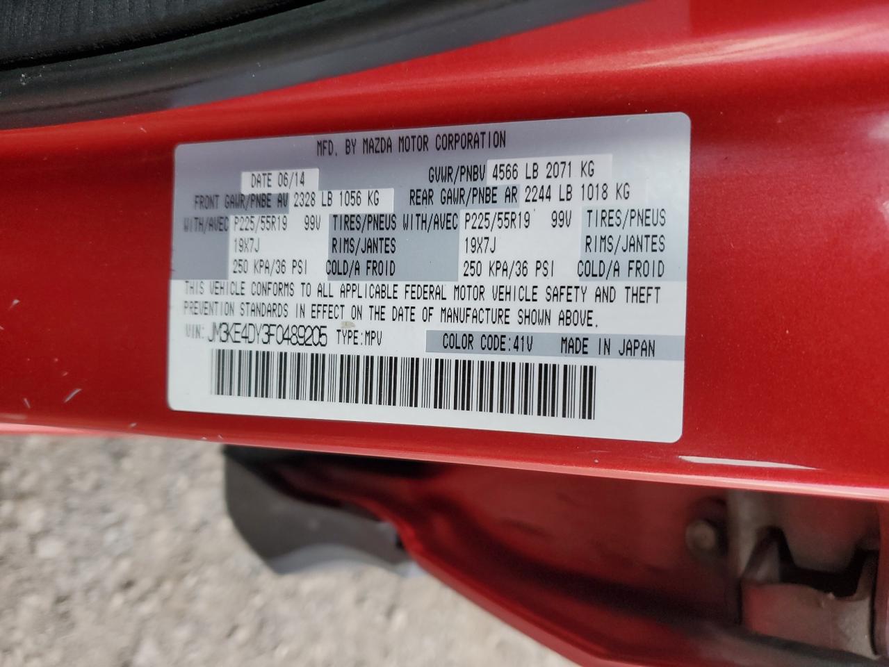 2015 Mazda Cx-5 Gt VIN: JM3KE4DY3F0489205 Lot: 92786635