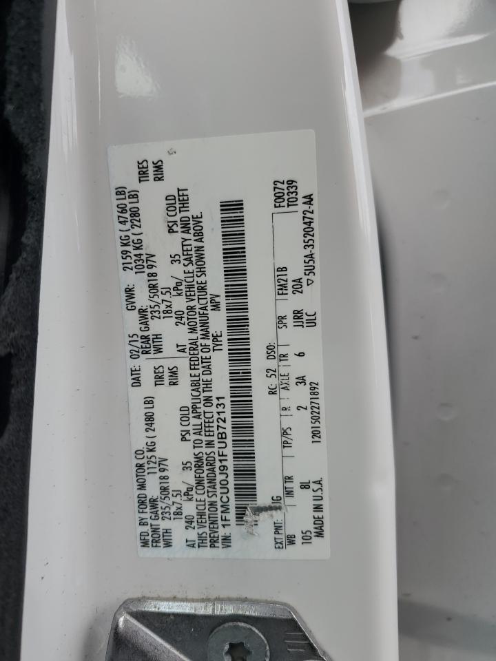 2015 Ford Escape Titanium VIN: 1FMCU0J91FUB72131 Lot: 91034065