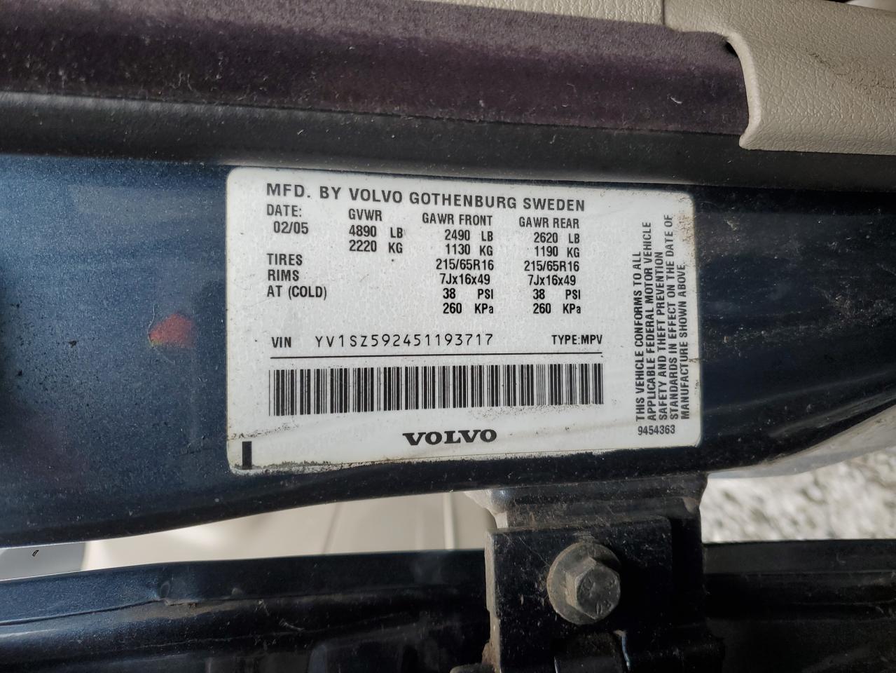 2005 Volvo Xc70 VIN: YV1SZ592451193717 Lot: 93381215
