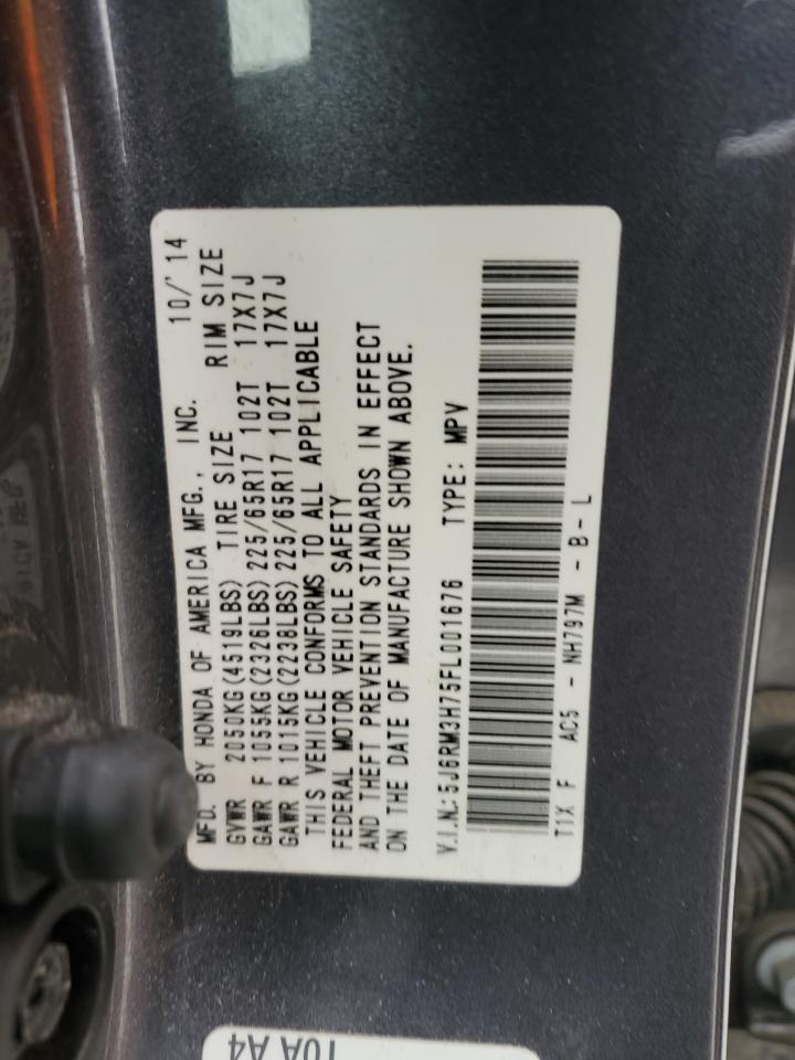 2015 Honda Cr-V Exl VIN: 5J6RM3H75FL001676 Lot: 91896985