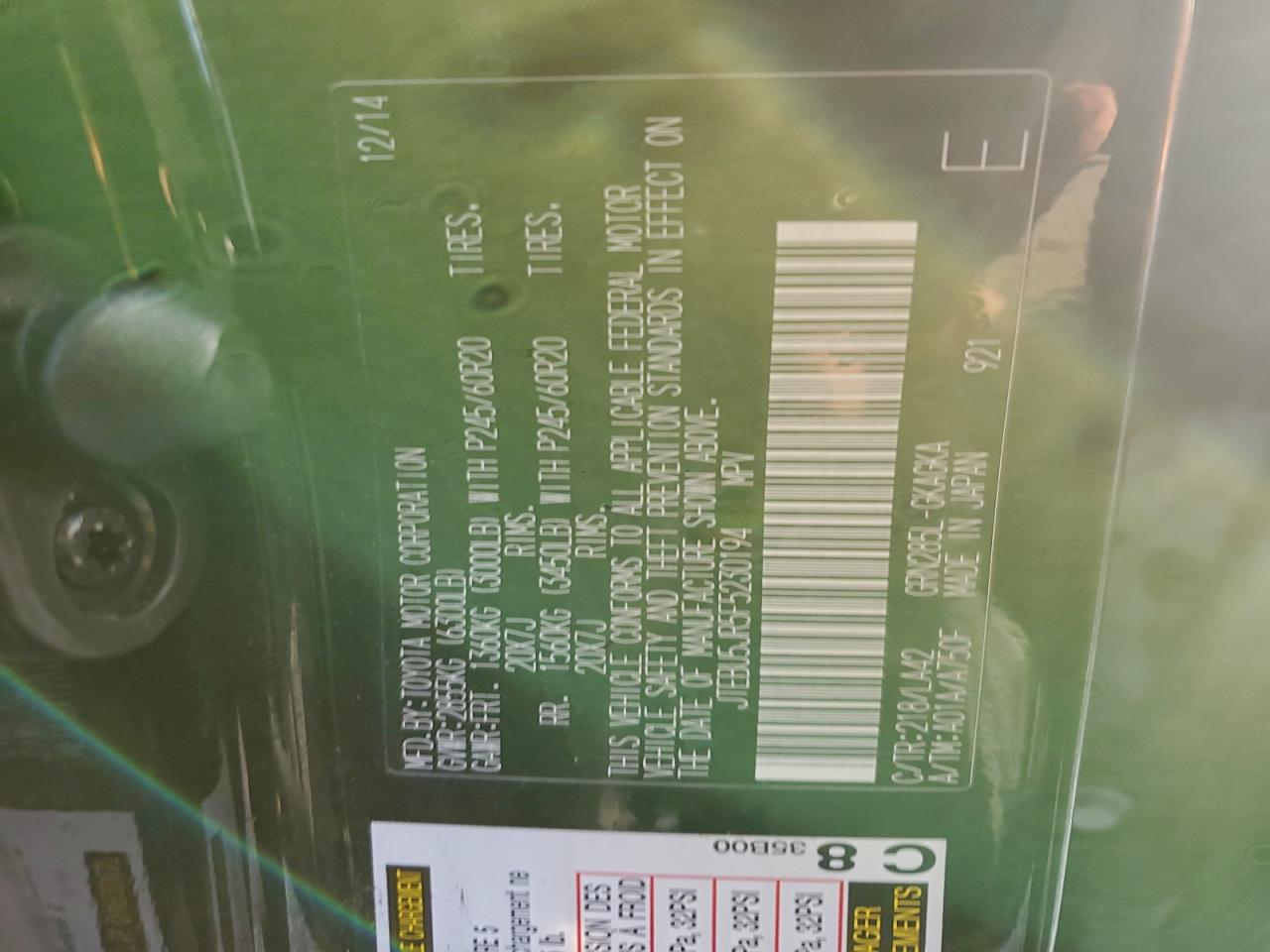 2015 Toyota 4Runner Sr5/Sr5 Premium VIN: JTEBU5JR5F5230194 Lot: 93608695