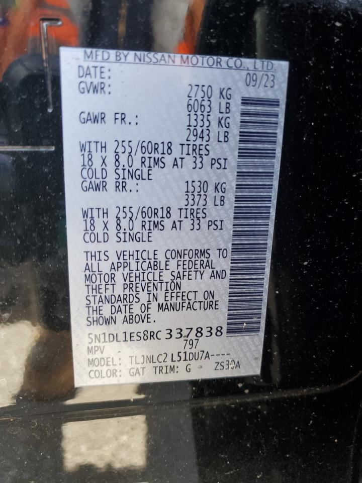 2024 Infiniti Qx60 Pure VIN: 5N1DL1ES8RC337838 Lot: 92857865