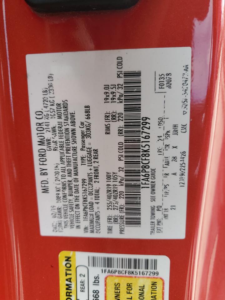 2019 Ford Mustang Gt VIN: 1FA6P8CF8K5167299 Lot: 90779795