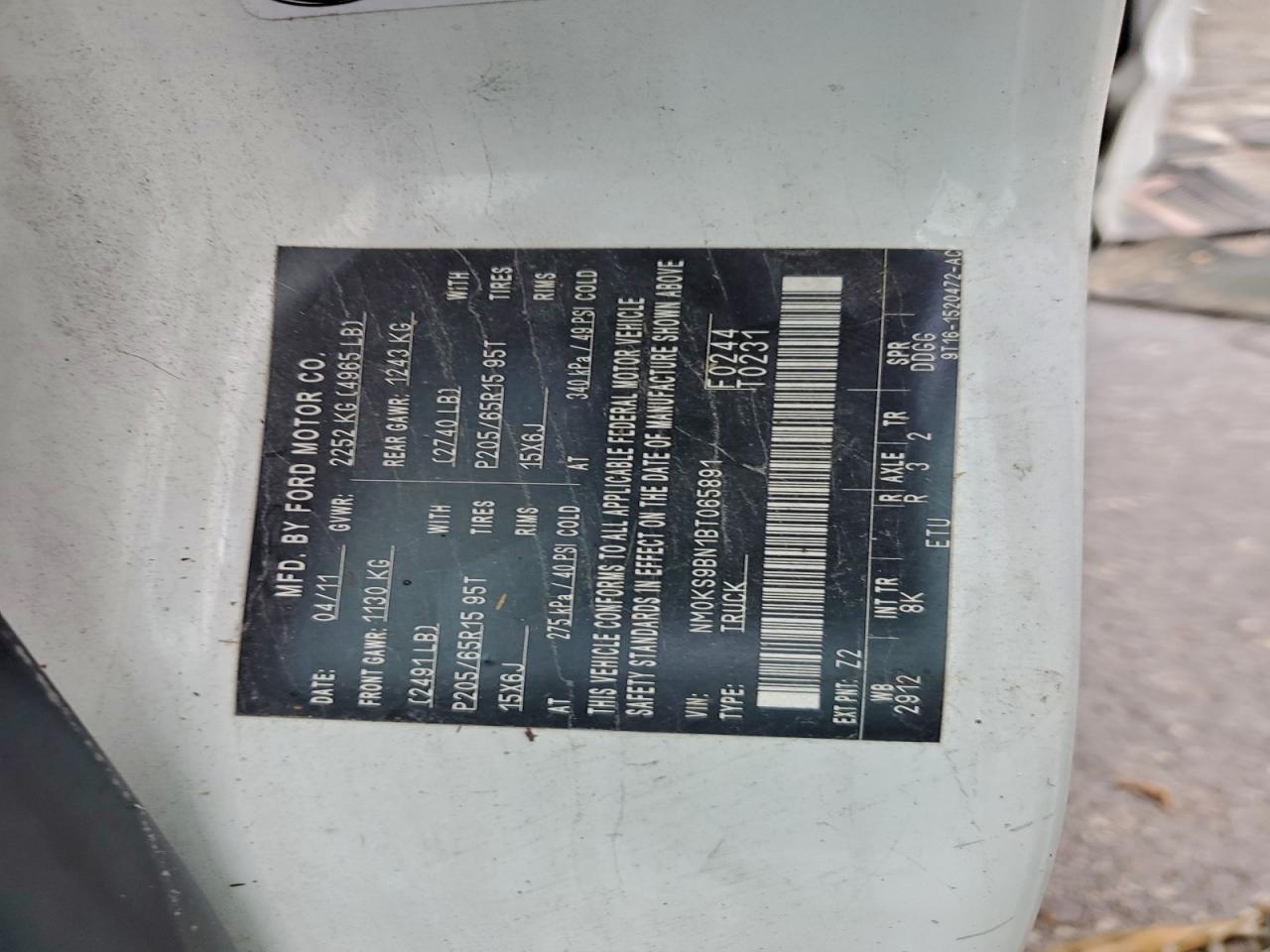 2011 Ford Transit Connect Xlt VIN: NM0KS9BN1BT065891 Lot: 93232715