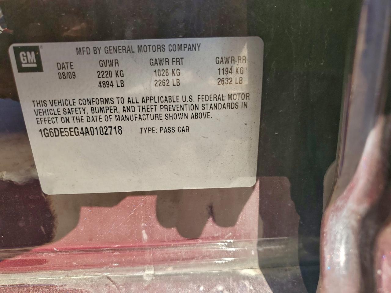 2010 Cadillac Cts Luxury Collection VIN: 1G6DE5EG4A0102718 Lot: 94344315