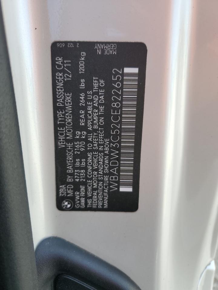 2012 BMW 328 I VIN: WBADW3C52CE822652 Lot: 90610795