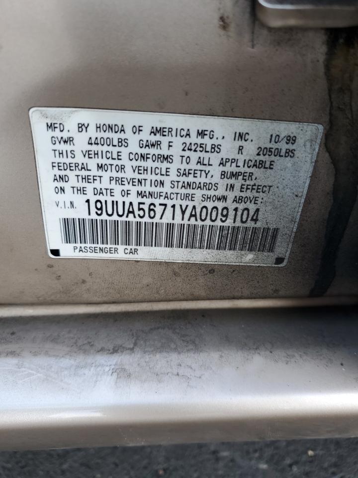 2000 Acura 3.2Tl VIN: 19UUA5671YA009104 Lot: 91313575