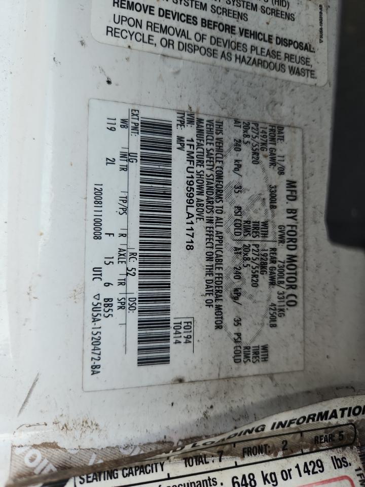 2009 Ford Expedition Limited VIN: 1FMFU19599LA11718 Lot: 93325605