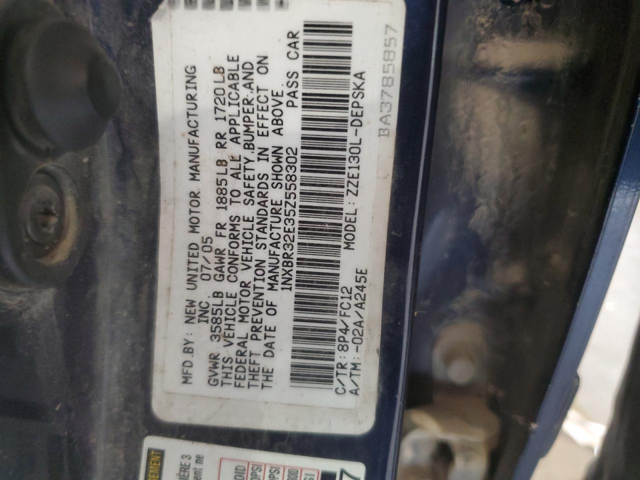 2005 Toyota Corolla Ce VIN: 1NXBR32E35Z558302 Lot: 91443775