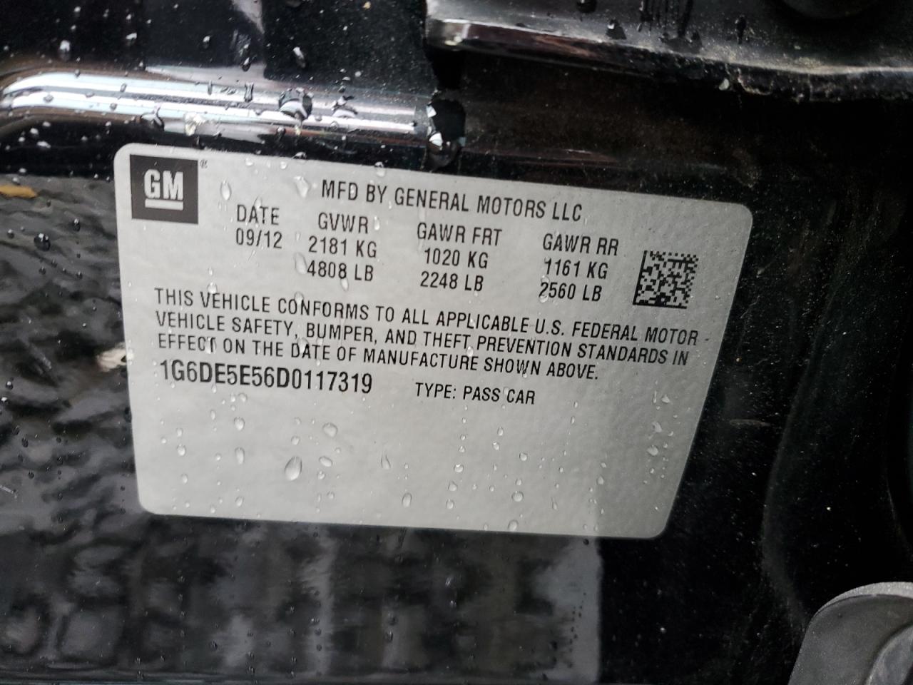 2013 Cadillac Cts Luxury Collection VIN: 1G6DE5E56D0117319 Lot: 92486855