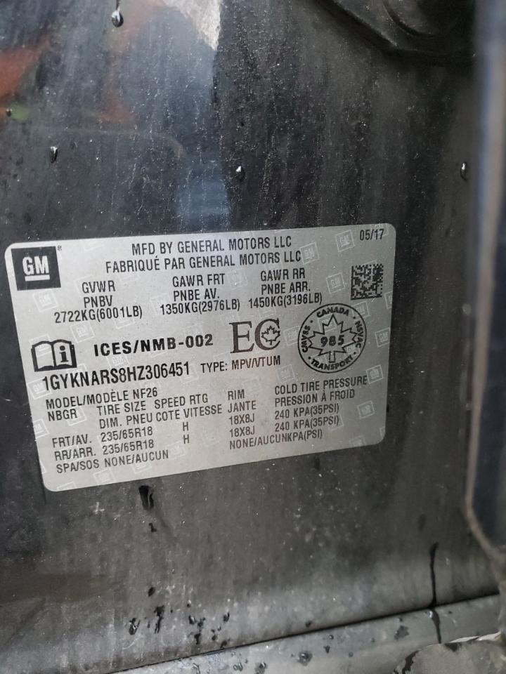 2017 Cadillac Xt5 VIN: 1GYKNARS8HZ306451 Lot: 92330995