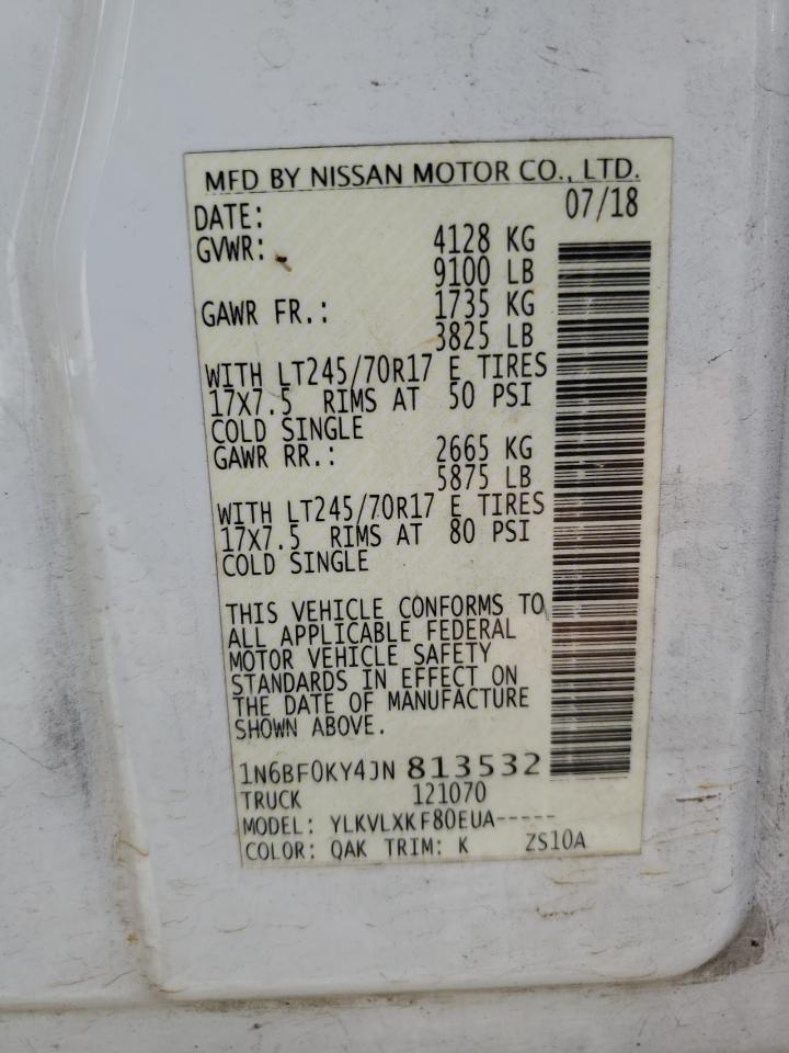 2018 Nissan Nv 1500 S VIN: 1N6BF0KY4JN813532 Lot: 92412095