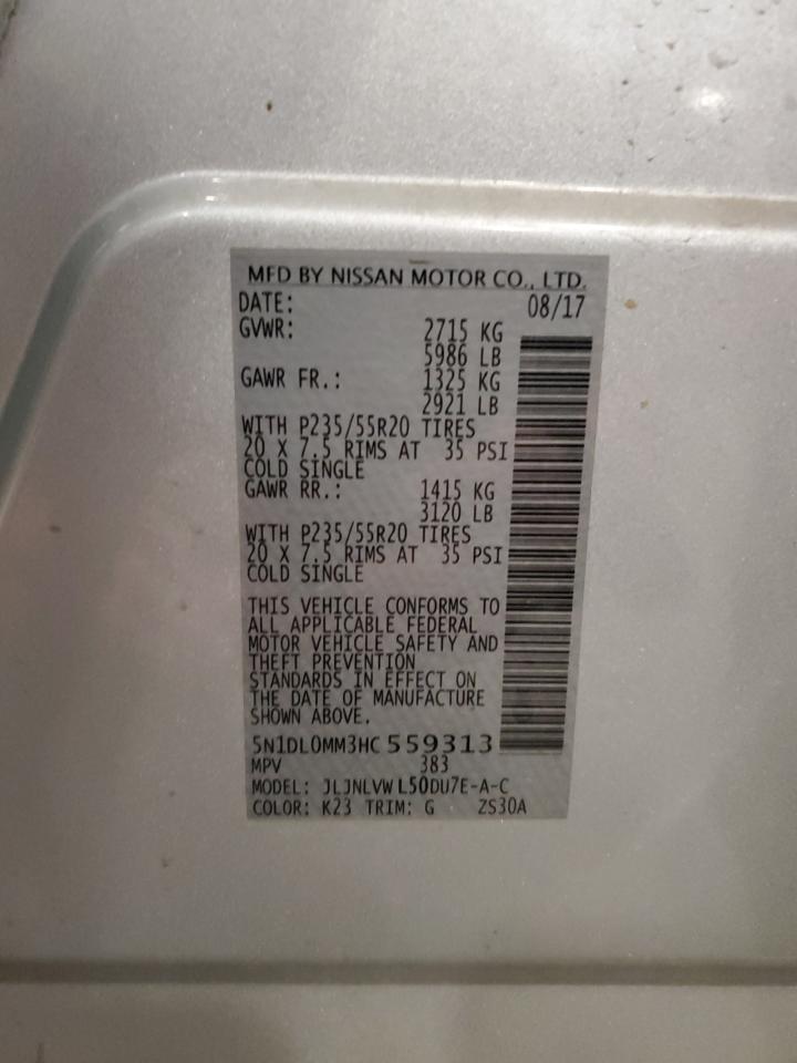 2017 Infiniti Qx60 VIN: 5N1DL0MM3HC559313 Lot: 92946835