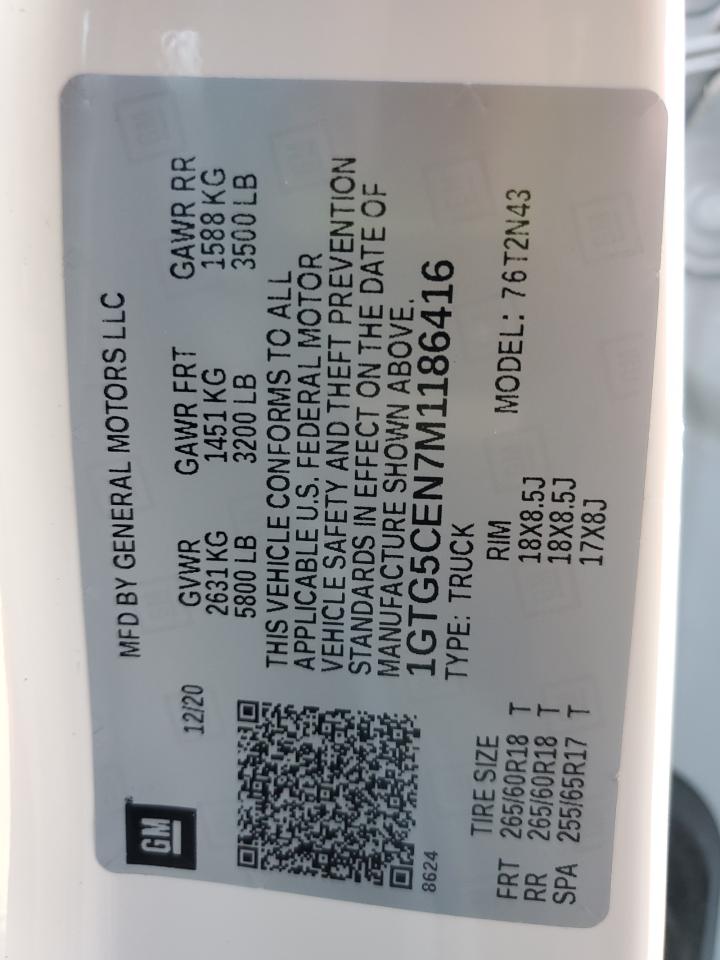 2021 GMC Canyon Elevation VIN: 1GTG5CEN7M1186416 Lot: 92404115