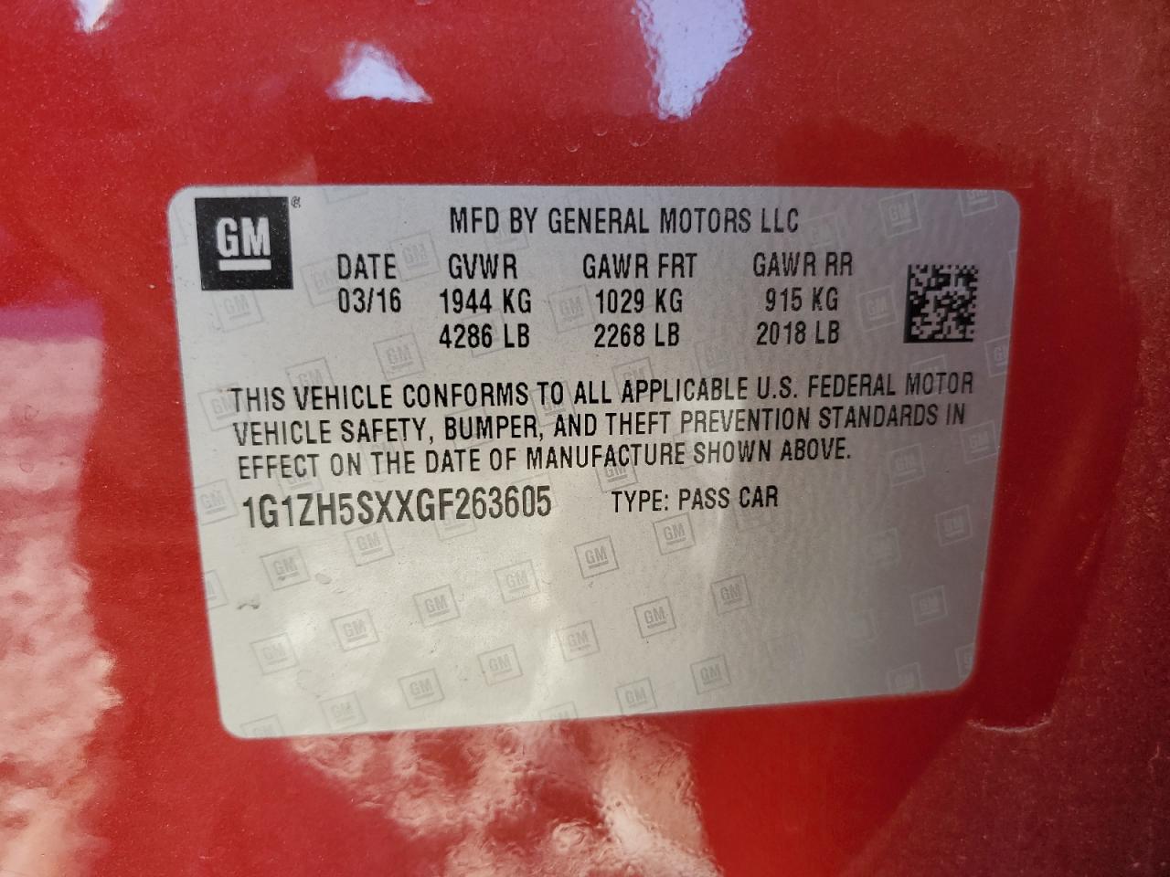 2016 Chevrolet Malibu Premier VIN: 1G1ZH5SXXGF263605 Lot: 91518075