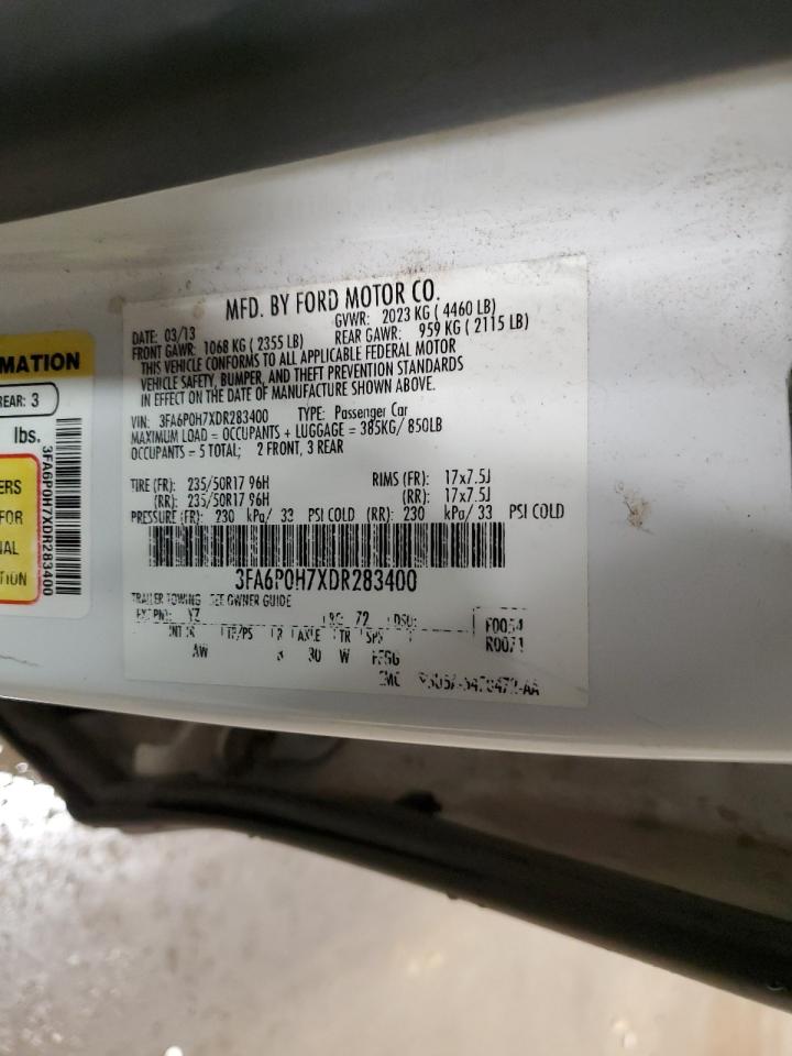 2013 Ford Fusion Se VIN: 3FA6P0H7XDR283400 Lot: 90288915