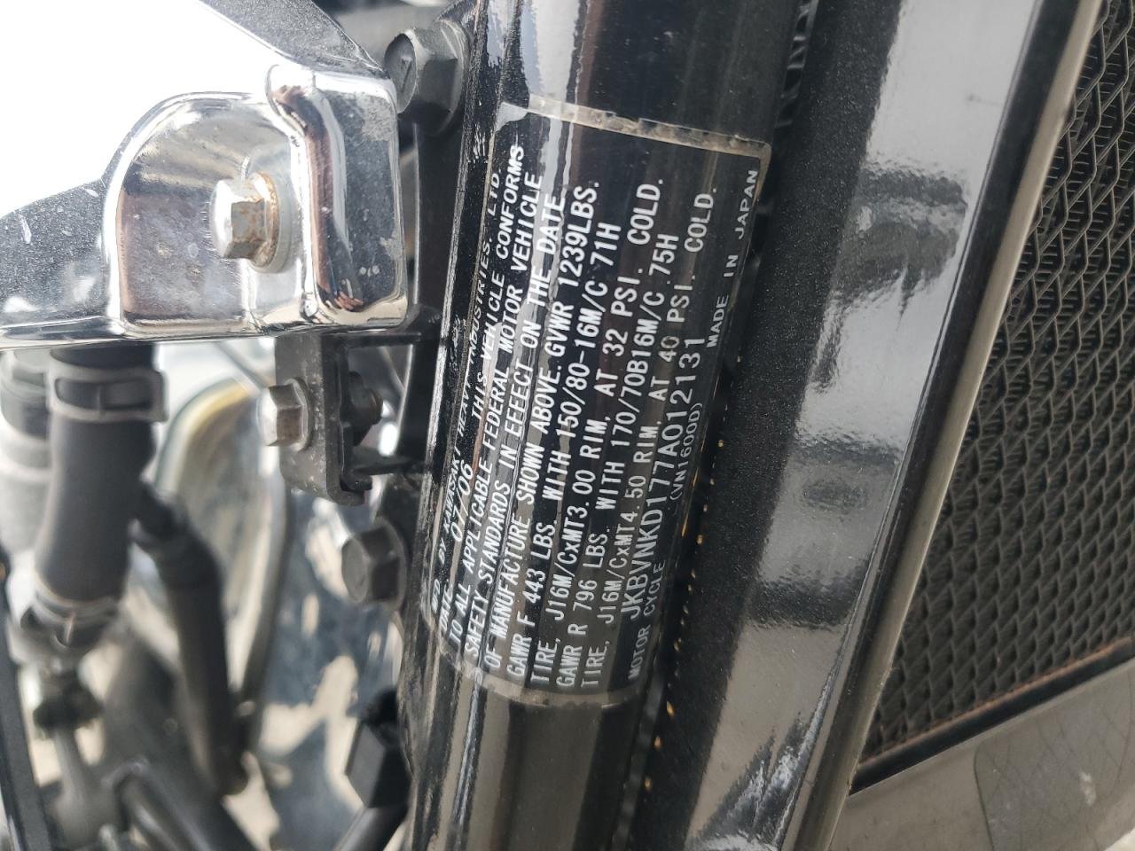 2007 Kawasaki Vn1600 D VIN: JKBVNKD177A012131 Lot: 92956495