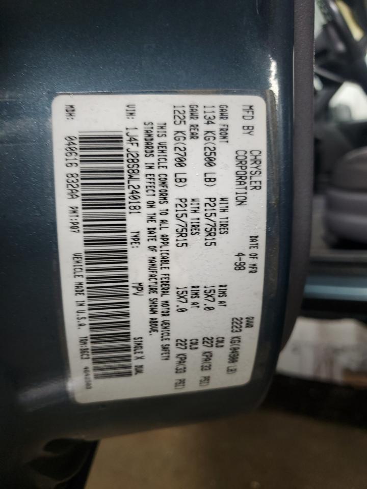 1998 Jeep Cherokee Se VIN: 1J4FJ28S8WL240181 Lot: 93503325