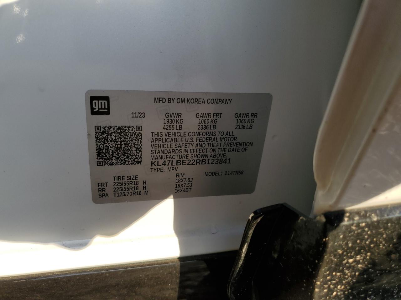 2024 Buick Envista Sport Touring VIN: KL47LBE22RB123841 Lot: 92459335