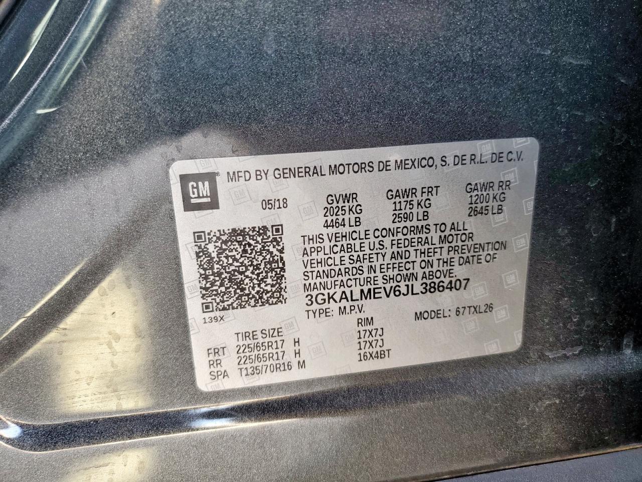 2018 GMC Terrain Sle VIN: 3GKALMEV6JL386407 Lot: 92823175