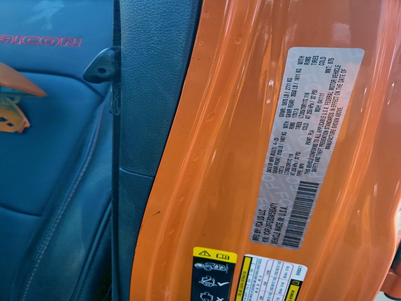 2025 Jeep Wrangler Rubicon VIN: 1C4PJXFG8SW593471 Lot: 94745565