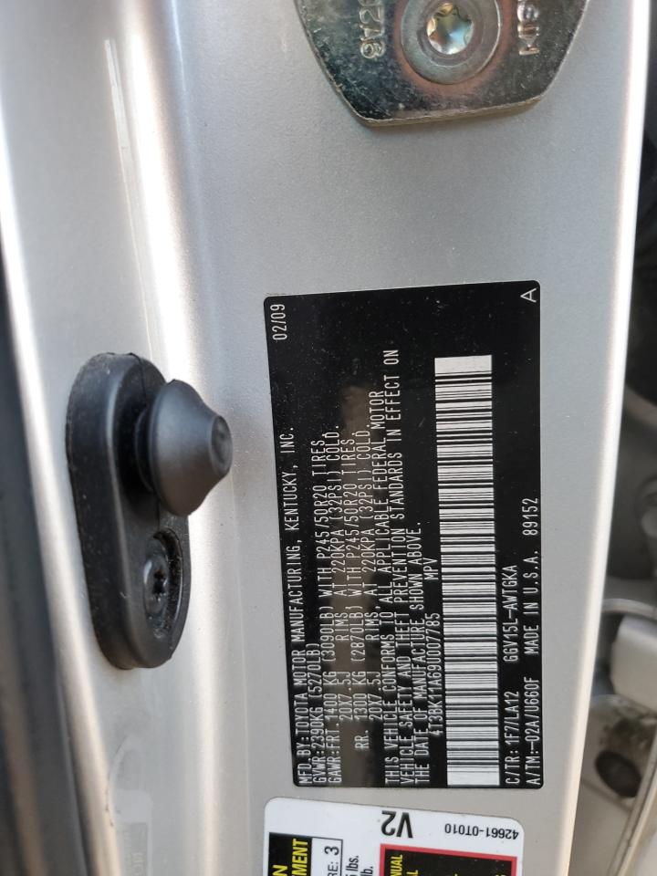 2009 Toyota Venza VIN: 4T3BK11A69U007785 Lot: 93295705