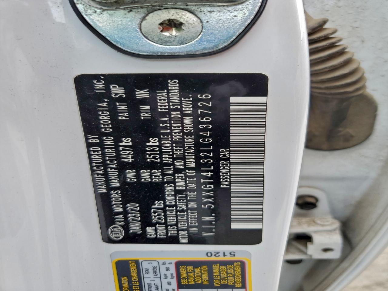 2020 Kia Optima Lx VIN: 5XXGT4L32LG436726 Lot: 94260565