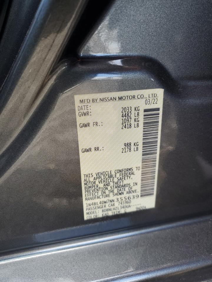 2022 Nissan Altima Sv VIN: 1N4BL4DW7NN355639 Lot: 90781105