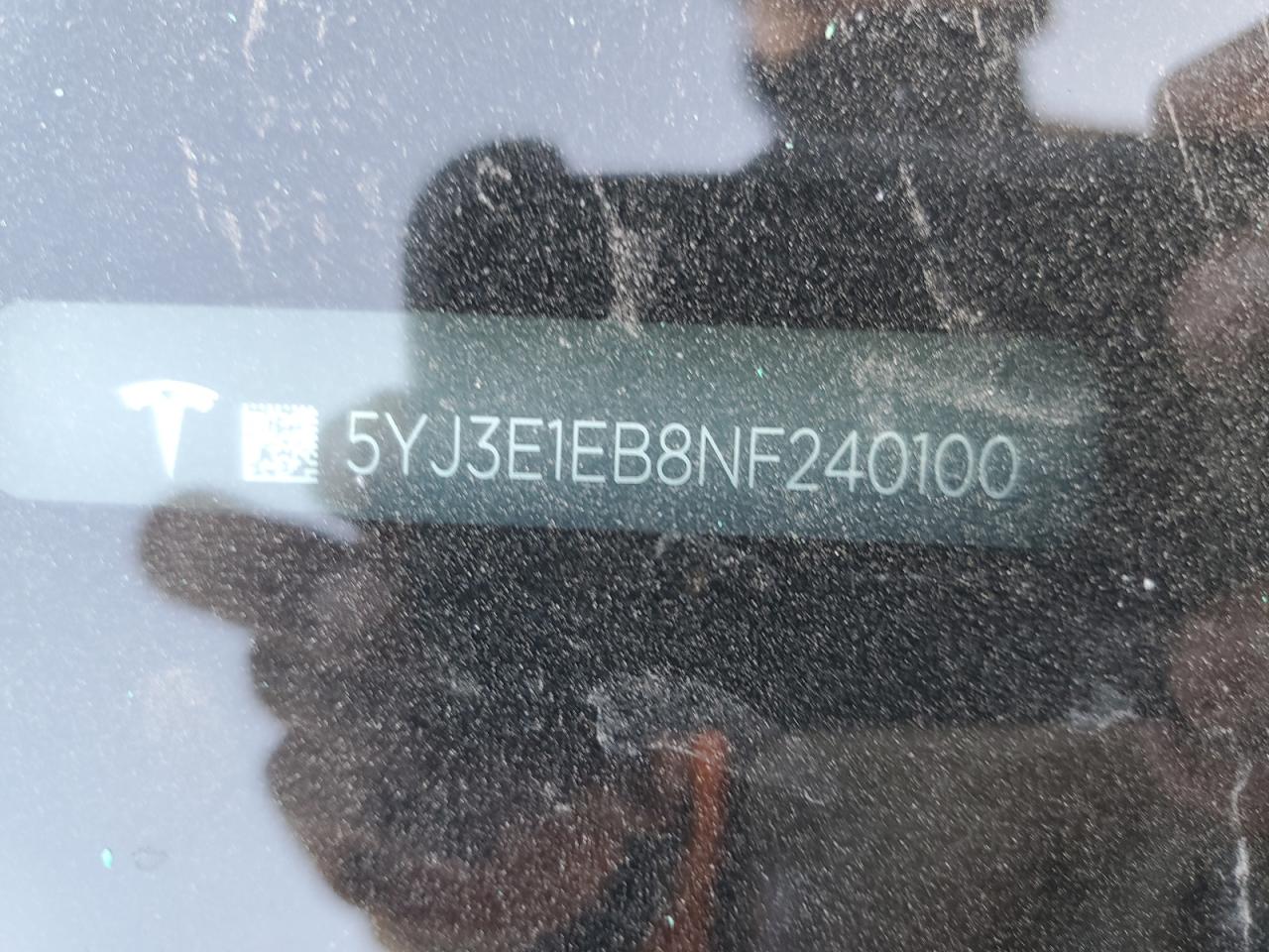 2022 Tesla Model 3 VIN: 5YJ3E1EB8NF240100 Lot: 91395995