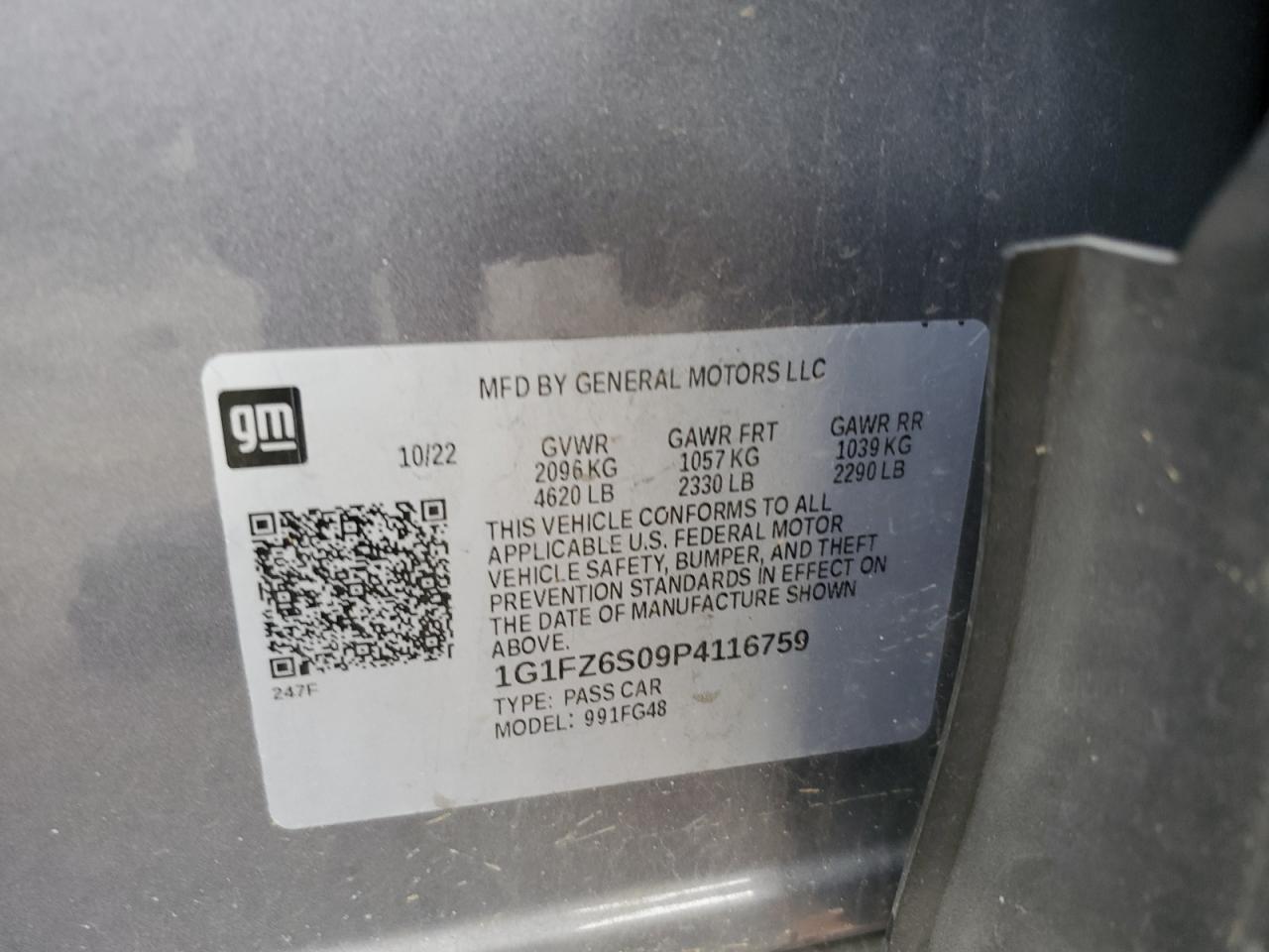 2023 Chevrolet Bolt Euv Premier VIN: 1G1FZ6S09P4116759 Lot: 92267985