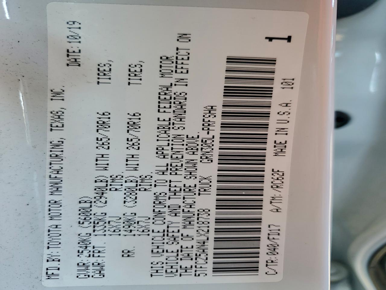 2020 Toyota Tacoma Double Cab VIN: 5TFCZ5AN4LX218738 Lot: 94368905