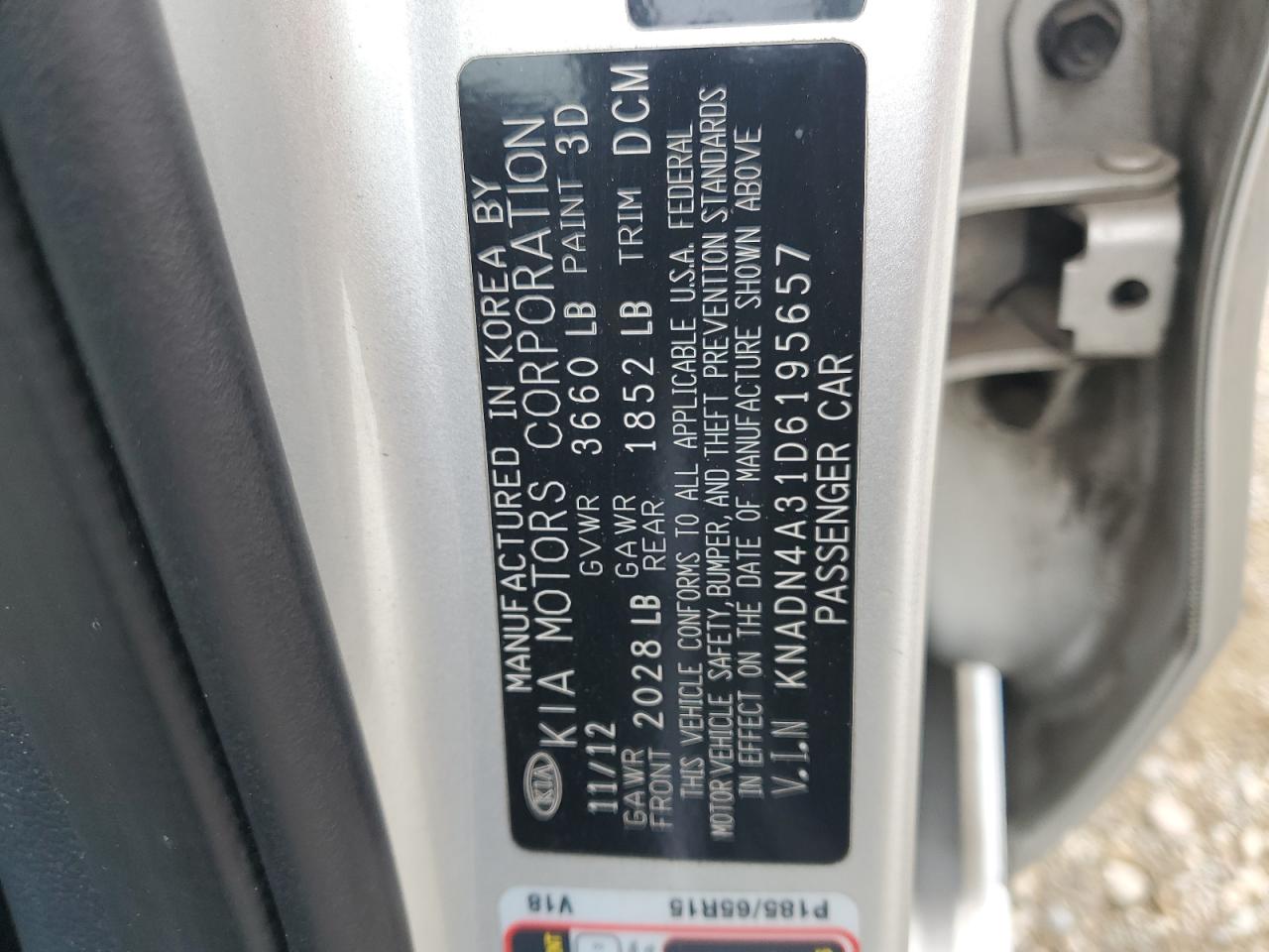 2013 Kia Rio Ex VIN: KNADN4A31D6195657 Lot: 92234455