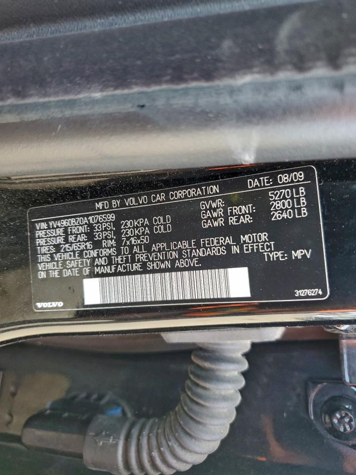 2010 Volvo Xc70 3.2 VIN: YV4960BZ0A1076599 Lot: 94086235