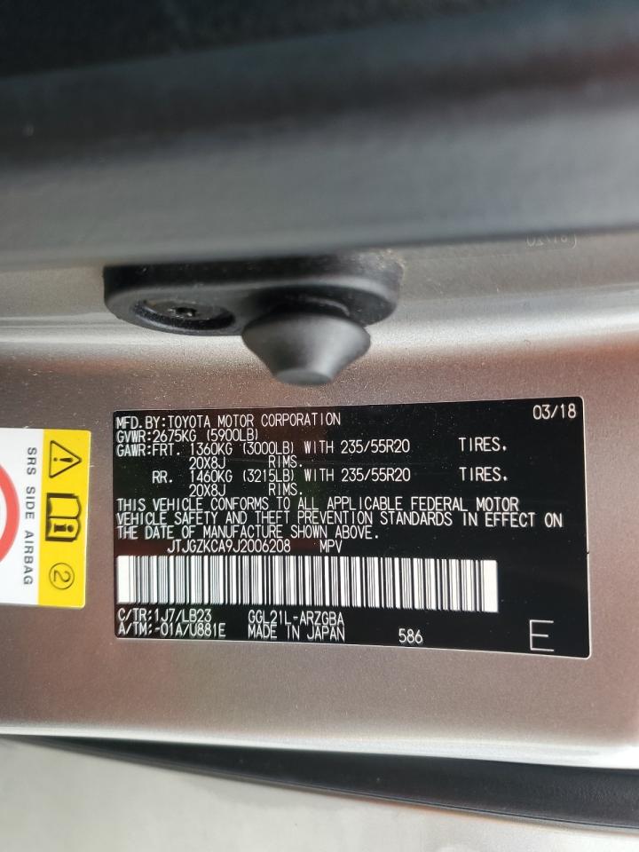 2018 Lexus Rx 350 L VIN: JTJGZKCA9J2006208 Lot: 92488775