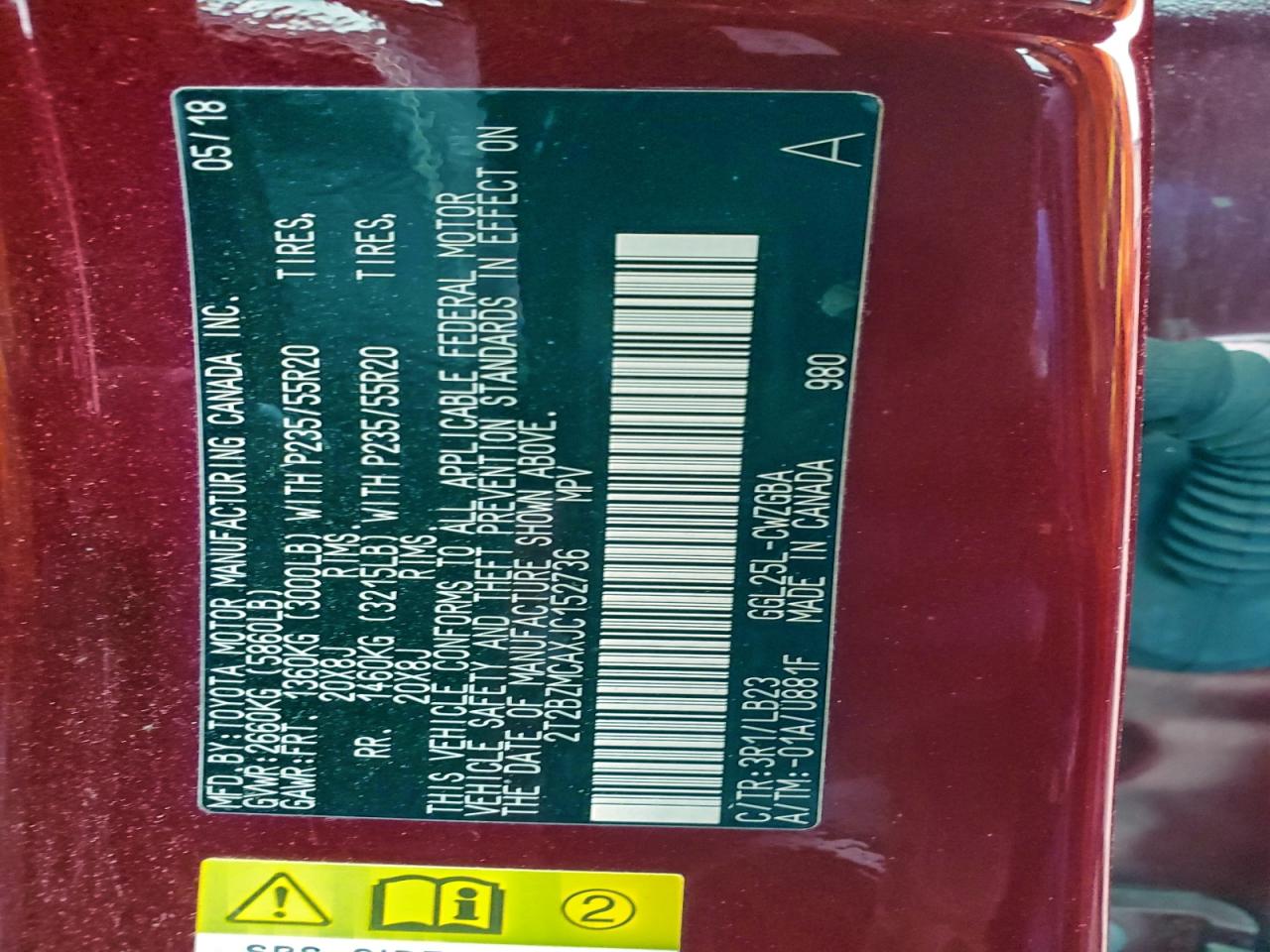 2018 Lexus Rx 350 Base VIN: 2T2BZMCAXJC152736 Lot: 94104045