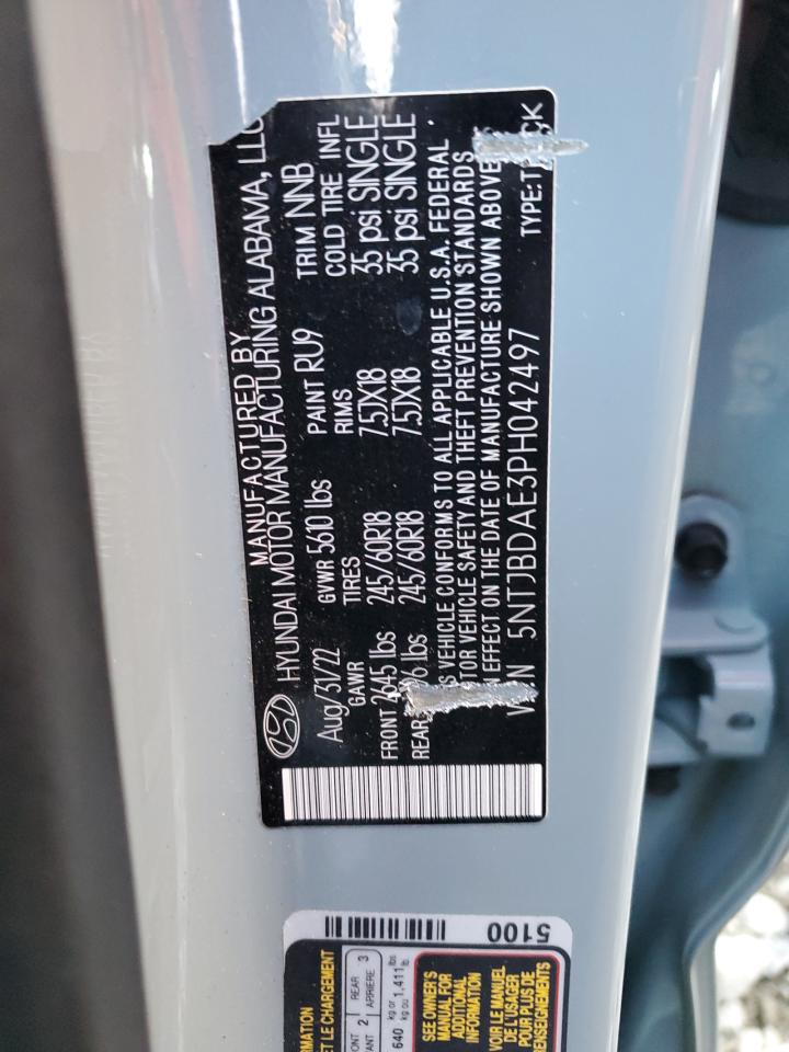 2023 Hyundai Santa Cruz Sel VIN: 5NTJBDAE3PH042497 Lot: 91121565