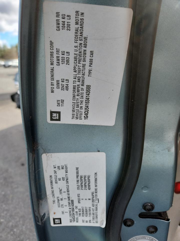 2003 Buick Park Avenue Ultra VIN: 1G4CU541634143688 Lot: 90670865