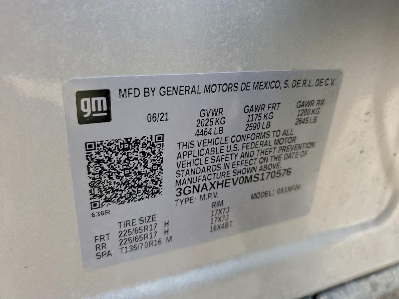 2021 Chevrolet Equinox Ls VIN: 3GNAXHEV0MS170576 Lot: 94252535